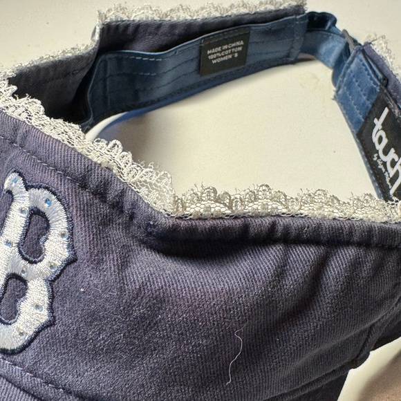 Retro Boston Red Sox Navy Touch Strapback Women’s Cotton Baseball MLB Visor Hat - Picture 3 of 8